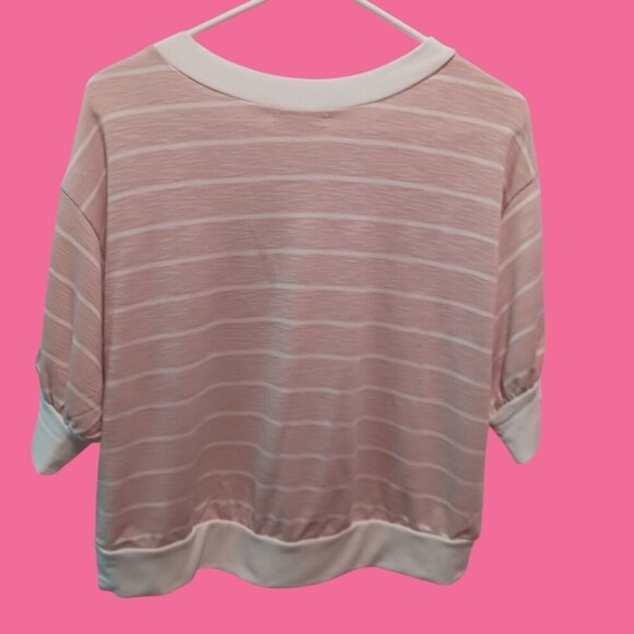 Cherish Pink & White Striped Womens Top size medium - Picture 6 of 7